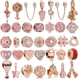 Fashion Heart Alloy Christmas Original Rose Gold Love Pendant Charm DIY Beads Fit Charms Bracelet Jewellery