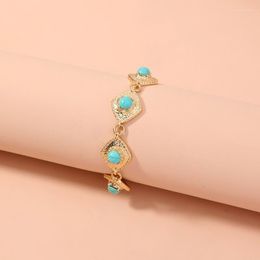 Link Chain Summer Bohemia Fashion Turquoises Charm Rope Bracelet Leather Cord For Women Handmade Jewellery Gifts