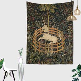 Unicorn In Prison Wall Rugs Cover Beach Towel Picnic Yoga Mat Home Decoration Animal Who J220804