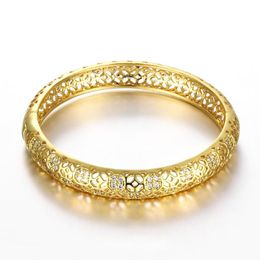 Bangle Wedding Yellow Gold Filled Fashion Womens Openable Bracelet Paved ZirconBangle