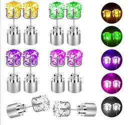 LED Earrings Party Light Up Flash Jewelry Flash Glowing Gems Earring Studs Dance Disco Carnival Festivals Atmosphere Props Crown Diamond Shape Stainless