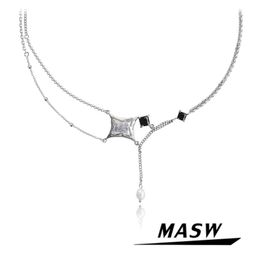 Chains Luxury Temperament Black Transparent Crystal Pendant Necklace For Women Jewellery Fashion Accessories Chain GiftsChains