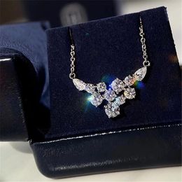 Chains Selling S925 Sterling Silver Necklace Classic Fashion Crystal Clavicle Chain Ladies Birthday Party High Luxury Jewellery GiftChains