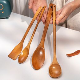 Long handle honey kitchen spoon wooden hot pot stirring spoon LK249