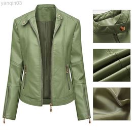 Great Lady Jacket Solis Colour Faux Leather Smooth Handsome Autumn Jacket L220801
