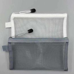 Simple Transparent Gauze Bag with Large Capacity Creative Pen Bag for Students 21 x 12.5cm1222607