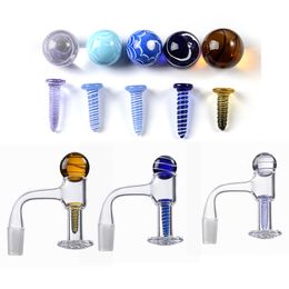 100% Quartz Flat Top Seamless Fully Weld Banger Smoking Accessories Terp Slurper Beveled Edge With Glass Marble Screw Nails US Grade Weld Bangers FWQB06