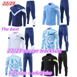 2022 2023 City Adult and Kids Tracksuis Suit Half Zipper Soccer Jacket Uniforms City Grealish Sterling Ferran de Bruyne Tracksuits 23 23 Bernardo Football Training Suit