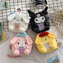 Kawaii Sanrioed My Cinnamorol Kuromi dos desenhos animados saco de pelúcia macio bichos de pelúcia menina mochila presentes de aniversário brinquedo 220725