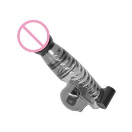 Masturbation Tools Vibrating Penis Cover TPE Portable with Touching Movement and 6 Button Batteries Adult Toys EK-New