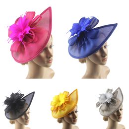 Bridal Feather Mesh Hair Accessories Hat Retro Fashion Elegant Top Hat Wedding Party Hair Accessories Ladies Headband