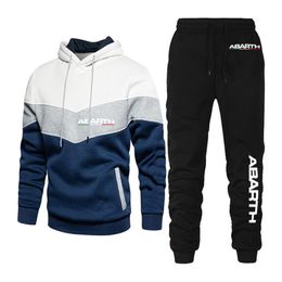 Men's Tracksuits Men's Abarth Scorpion Three-Color Fashion Stitching Casual Autumn Winter Hooded Sweater Pants Sportswears SuitsMen's