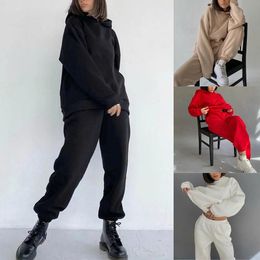 Women's Two Piece Pants Women 2022 Winter Tracksuit Sweatshirt And Set Woman Hooded Jogger Sport Suit Ladies Clothes Female Outfits