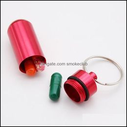 Waterproof Aluminium Keychain Medication Pill Box Portable Mini Travel Pills Boxes Medicine Vitamin Holder Container Case Bottle Drop Deliver