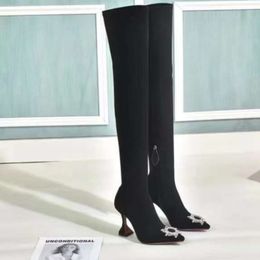 2022 Амина Муади ботинки женские ботинки с высокими каблуками на высоких каблуках черные пустынные сапоги зимние свадебные туфли с коробкой №389