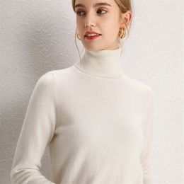 Women Sweaters 100% Pure Cashmere Knitted Turtleneck Pullovers Winter Female Soft Warm Jumpers 10Colors Fashion Sweater 210203