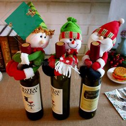 New XMAS Red Wine Bottles Cover Bags bottle holder Party Decors Hug Santa Claus Snowman Dinner Table Decoration Home Christmas Wholesale FY3107 B0619