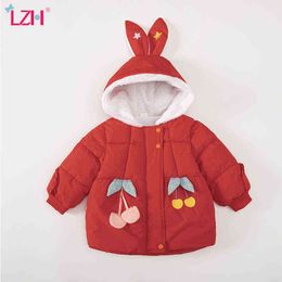 Lzh Children's Clothing For Girls Autumn Winter Warm Down Jacket For Girl Cartoons Toddler Kids Jackets Baby Girl Runaway 1-4 Year J220718