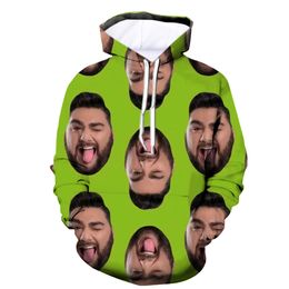 Autumn/winter New 3D Hot Famous Actor Nicolas Cage Print Hoodie European and American Men's Loose Pullover Hoodie