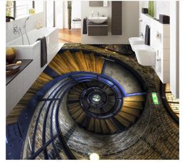 Custom photo flooring wallpaper 3d Wall Stickers Modern Shocking staircase three-dimensional living room floor painting walls papers home decoration
