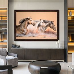 3 Running Horses Animal Canvas Painting Print Nordic Poster Wall Art Picture For Living Room Home Decoration Decor Framsless