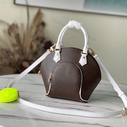 7A Ellipse Shoulder Bag Curved Tennis Colour Casual Tote Cow Leather Trim Handle Handbag Women Shopping Bag with Yellow Round Zi1128827