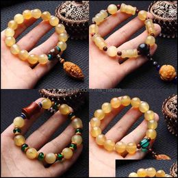 Chinese Style Products Tibetan Natural Sheep Horn Round Bead Single Circle Buddha Hand String Diy With Olive Core Lobar Red Drop Delivery 20
