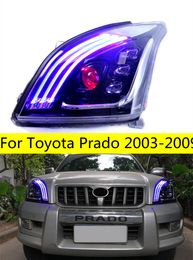 2 pcs head lamp For Toyota Prado 2003-2009 Land Cruiser LED daytime turn signal headlights high beam working lights
