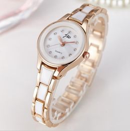 Wristwatches Luxury Fashion Imitation Ceramic Women's Bracelet Dress Watches Ladies Diamond Stainless Steel Design Crystal Watch