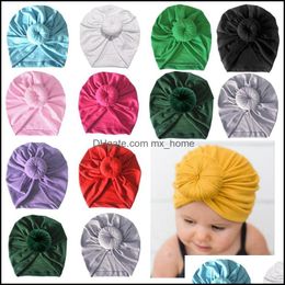 Baby Turban Hat Newborn Caps With Knot Decor Kids Girls Hairbands Head Wraps Children Autumn Winter Hair Accessories 11 Colours Hha703 Drop D