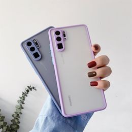 Camera Lens Protection Phone Cases For Huawei P20 P30 P40 Mate 20 Cover Honor 20 Matte Translucent Shockproof