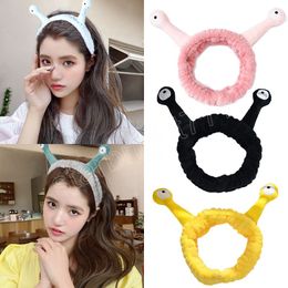 Female Funny Wash Face Plush Headband Cartoon Cute Snail Hair Band Simple All-match Coral Fleece Hairbands For Women Girls