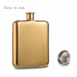 2017 high quality 14K Gold Plated Stainless Steel Hip Flask 6 OZ with free funnel Food Degree stainless steel T200111