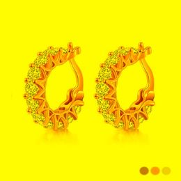 Hoop & Huggie MxGxFam Rose / White Light Yellow Gold Colour Full Zircon Earrings For Women Fashion Jewellery Good QualityHoop