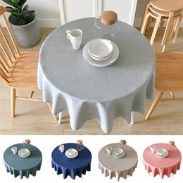 Christmas Table Cloth Round Tablecloth for Party Wedding Hotel Banquet Table Cover Khaki Pink Blue Green KitchenTable Cover 201007
