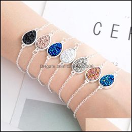 Charm Bracelets Jewellery New Styles 6 Colours Waterdrop Drusy Druzy Bracelet Link Chain Resin Geometric Stone For Women Drop Delivery 2021 Mpo