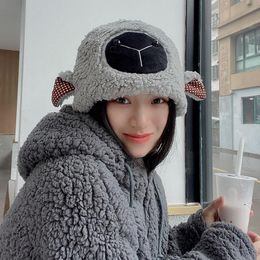 Beanie/Skull Caps Super Warm Fleece Fur Beanie Cute Lamb Shape Girl Winter Panama Outdoor Bonnet Campus With Ear Flaps CapsBeanie/Skull