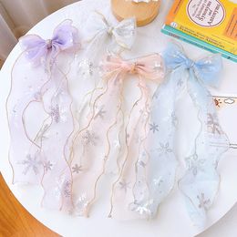 Organza Soft Big Bow Hairpin Scrunchies Women Ponytail Elastic Hair Ties Rope Ribbon Bands Wedding Party Headdress Accessories