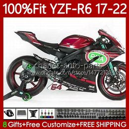 Injection Mould Body For YAMAHA YZF-R6 YZF600 YZF R6 R 6 600 CC 17-22 Wine red Bodywork 119No.50 YZFR6 17 18 19 20 21 22 YZF-600 2017 2018 2019 2020 2021 2022 OEM Fairing