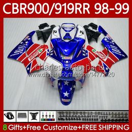 Bodywork For HONDA CBR919 CBR 900 919 RR CC 98-99 Years Body 127No.16 CBR 919RR 900RR 919CC CBR900 RR CBR919RR 98 99 900CC CBR900RR 1998 1999 Fairings Kit Castrol red blk