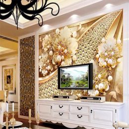 Custom Luxury Wallpaper Home Jewelry Flower 3D Wallpape Murals Living Room 3 D Wall paper For Walls Room Decor