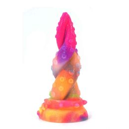 Nxy Dildos Silicone Luminous Simulation Ice Cream Penis for Men and Women with Vestibular Anal Plug to Expand Adult Sex Products 0316