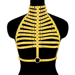 Bustiers & Corsets Wholesale Women Fetish Gothic PU Leather Body Harness Cage Bra Sexy Lingerie Rave Wear Fashion Underwear