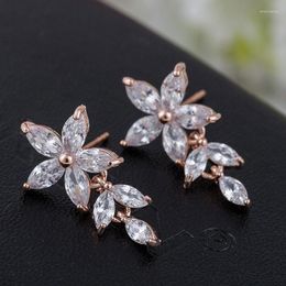 Stud Manxiuni Marquise Cut Flower Zirconia Crystal Long Earrings For Women Shiny Leaf CZ Stone Bridal Wedding Jewelry Moni22