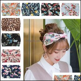 Headbands Hair Jewellery Band Vintage Floral Turban Headband Running Sport Yoga Elastic Hairband Boho Headwraps For Women G Dhdhr