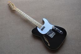 Electric guitar maple fingerboard black body silver accessories support customized guitar