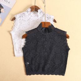 Bow Ties Lace Stand-up Fake Collar For Women Shirt Blouse Tops False Korean Hollow Embroidery Detachable DecorativeBow