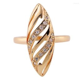 Wedding Rings YWOSPX Luxury Anel Gold Colour Micro-Inlay Zircon Hollow Oval For Women Jewellery Statement Anillos Engagement Ring