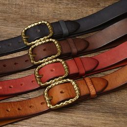 Belts Genuine Leather Belt Men Heavy Ccopper Buckle For Waist Male 3.8CM Thick Retro Cowboy Jeans BeltBelts