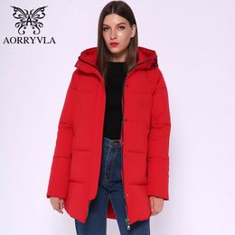 AORRYVLA Winter Women Jacket Thick Warm Long Woman Coat Hooded Female Parkas Red puffer Casual 201027